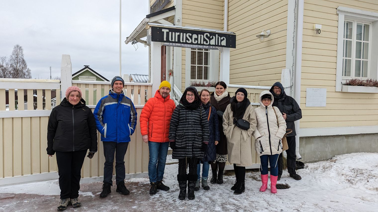 Meeting participants at the workshop location, Turusen Saha, Oulu